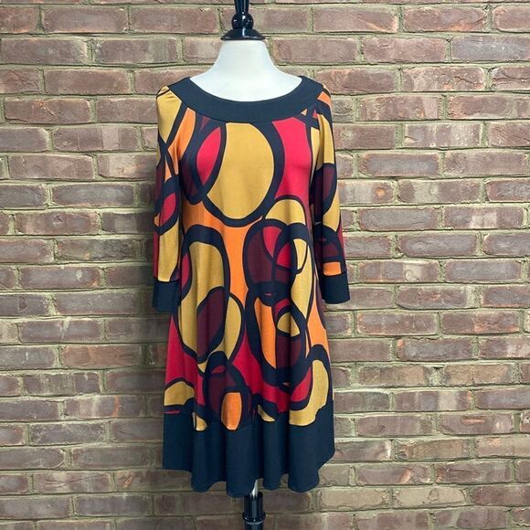 Muse Multi Color 3/4 Sleeve Dress Size 8 - Picture 2 of 6